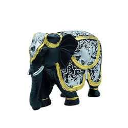 Resin Modern Elephant Black Silver Gold Trim Figurine - View 3