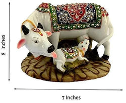 Resin Vastu Kamdhenu Cow With Calf Decorative Idol - View 3