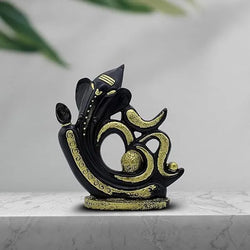 Resin Spiritual Black Gold Ganesha With Om Figurine - View 4
