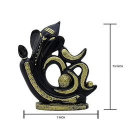Resin Spiritual Black Gold Ganesha With Om Figurine - View 2