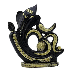 Resin Spiritual Black Gold Ganesha With Om Figurine - View 1