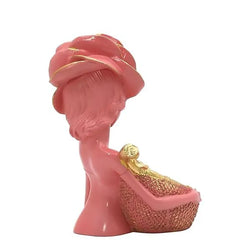 Resin Elegant Pink Lady With Rose Decorative Figurine - View 4