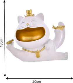 Resin Whimsical Cat With Hat Storage Figurine - View 2