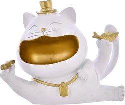 Resin Whimsical Cat With Hat Storage Figurine - View 3