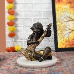 Resin Traditional Musical Ganesha Decorative Sculpture - View 1