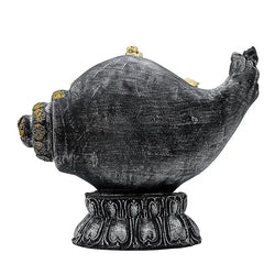 Craftivoa Lord Ganesha Conch Shell Statue Black And Gold Handmade Hindu Idol Spiritual Home Decor Pooja Mandir Figurine - View 3