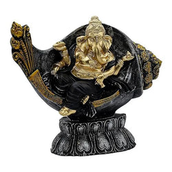 Craftivoa Lord Ganesha Conch Shell Statue Black And Gold Handmade Hindu Idol Spiritual Home Decor Pooja Mandir Figurine - View 1