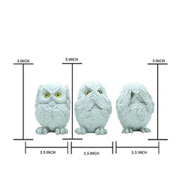 Craftivoa Three Wise Owls Decorative Figurines 5 Inch White Resin Statues See No Evil Speak No Evil Hear No Evil Handmade Animal Figurines For Decor - View 4