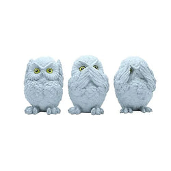 Craftivoa Three Wise Owls Decorative Figurines 5 Inch White Resin Statues See No Evil Speak No Evil Hear No Evil Handmade Animal Figurines For Decor - View 1