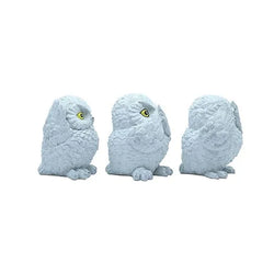 Craftivoa Three Wise Owls Decorative Figurines 5 Inch White Resin Statues See No Evil Speak No Evil Hear No Evil Handmade Animal Figurines For Decor - View 2