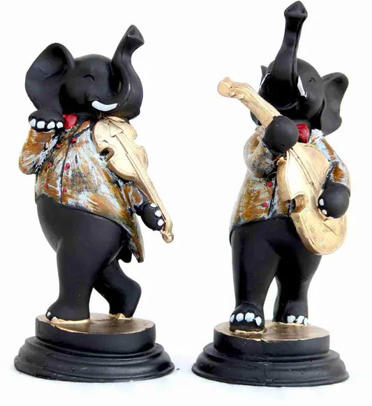 Craftivoa Handcrafted Set Of 2 Dancing Ganesha With Musical Instruments 28 Cm Decorative Polyresin Showpieces Multicolor - View 1