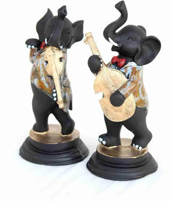 Craftivoa Handcrafted Set Of 2 Dancing Ganesha With Musical Instruments 28 Cm Decorative Polyresin Showpieces Multicolor - View 3