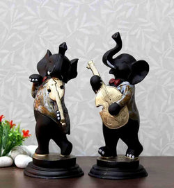 Craftivoa Handcrafted Set Of 2 Dancing Ganesha With Musical Instruments 28 Cm Decorative Polyresin Showpieces Multicolor - View 2