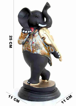 Craftivoa Handcrafted Set Of 2 Dancing Ganesha With Musical Instruments 28 Cm Decorative Polyresin Showpieces Multicolor - View 4