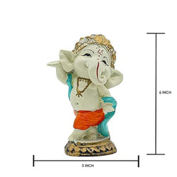 Resin White Orange Gold Accented Ganesha Religious Idol - View 3