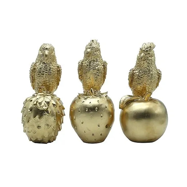 Craftivoa Gold Bird Figurines Set Of 3 Handmade Resin Animal Figurines Collectible Tabletop Showpieces For Home Decor