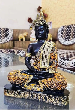 Craftivoa Orange Gold Sitting Buddha Statue Elegant Home Decor Showpiece For Living Room - View 2