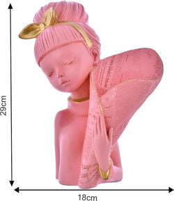 Craftivoa Pink Lady With Basket Decorative Flower Statue Elegant Home Decor Showpiece Figurine - View 3