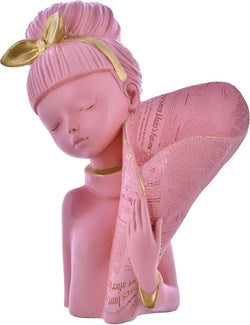 Craftivoa Pink Lady With Basket Decorative Flower Statue Elegant Home Decor Showpiece Figurine - View 2