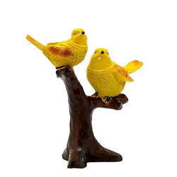 Craftivoa Handcrafted Pair Of Birds Sitting On Tree Branch Home Showpiece Craftivoa Yellow Bird On Golden Branch Chidiya Statue - View 1