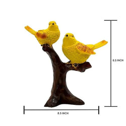 Craftivoa Handcrafted Pair Of Birds Sitting On Tree Branch Home Showpiece Craftivoa Yellow Bird On Golden Branch Chidiya Statue - View 2