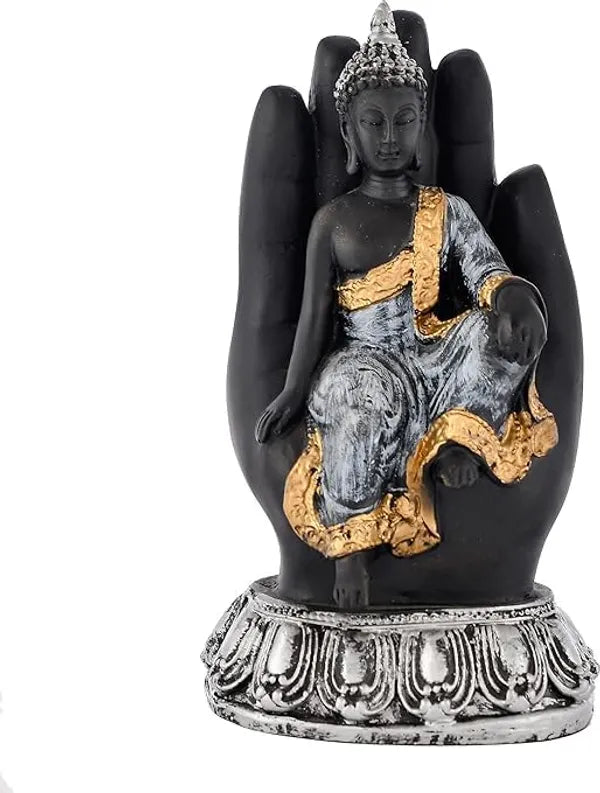 Craftivoa Handcrafted Sitting Buddha On Palm Decorative Showpiece Figurine
