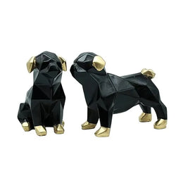 Craftivoa Dog Showpiece Set For Home Decor Black With Gold Accents Handmade Animal Figurines For Tabletop Display - View 1