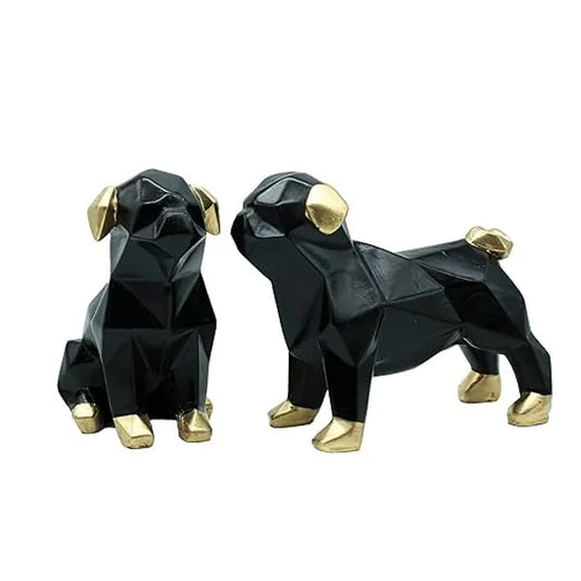 Craftivoa Dog Showpiece Set For Home Decor Black With Gold Accents Handmade Animal Figurines For Tabletop Display - View 1