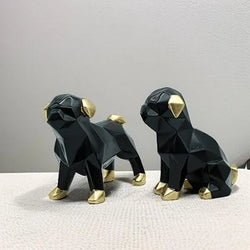 Craftivoa Dog Showpiece Set For Home Decor Black With Gold Accents Handmade Animal Figurines For Tabletop Display - View 4