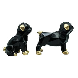Craftivoa Dog Showpiece Set For Home Decor Black With Gold Accents Handmade Animal Figurines For Tabletop Display - View 2