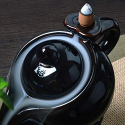 Craftivoa Kettle Design Dropping Smoke Backflow Fountain Incense Holder Indian Handicraft Decor Showpiece With 10 Free Cones Black - View 3