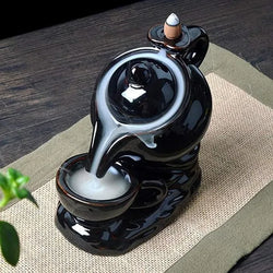 Craftivoa Kettle Design Dropping Smoke Backflow Fountain Incense Holder Indian Handicraft Decor Showpiece With 10 Free Cones Black - View 4
