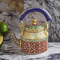 Craftivoa Handpainted Rajasthani Traditional Aluminium Decorative Tea Kettle Colorful Unique Design 8 5 X 8 25 X 5 5 Inches - View 2