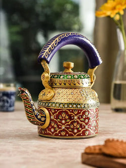 Craftivoa Handpainted Rajasthani Traditional Aluminium Decorative Tea Kettle Colorful Unique Design 8 5 X 8 25 X 5 5 Inches - View 3