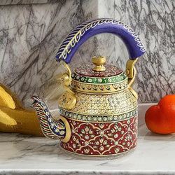 Craftivoa Handpainted Rajasthani Traditional Aluminium Decorative Tea Kettle Colorful Unique Design 8 5 X 8 25 X 5 5 Inches - View 1