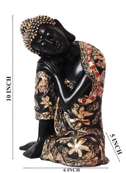 Craftivoa Black Golden Thinking Lord Buddha Showpiece Gifting Someone Special Decorative Showpiece For Living Room Office Decor Home Decor Statue - View 4