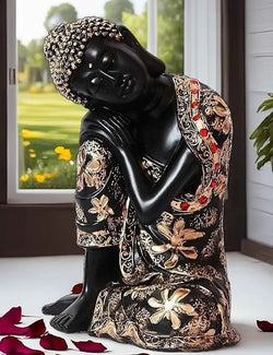 Craftivoa Black Golden Thinking Lord Buddha Showpiece Gifting Someone Special Decorative Showpiece For Living Room Office Decor Home Decor Statue - View 3