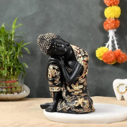 Craftivoa Black Golden Thinking Lord Buddha Showpiece Gifting Someone Special Decorative Showpiece For Living Room Office Decor Home Decor Statue - View 1