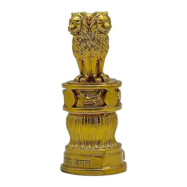 Craftivoa Ashoka Pillar Stambh Sculpture For Car Dashboard Idolscraftivoa 5 Inch Antique Golden Colour Paper Weight For Office Desk Craftivoa 5 2 Inches