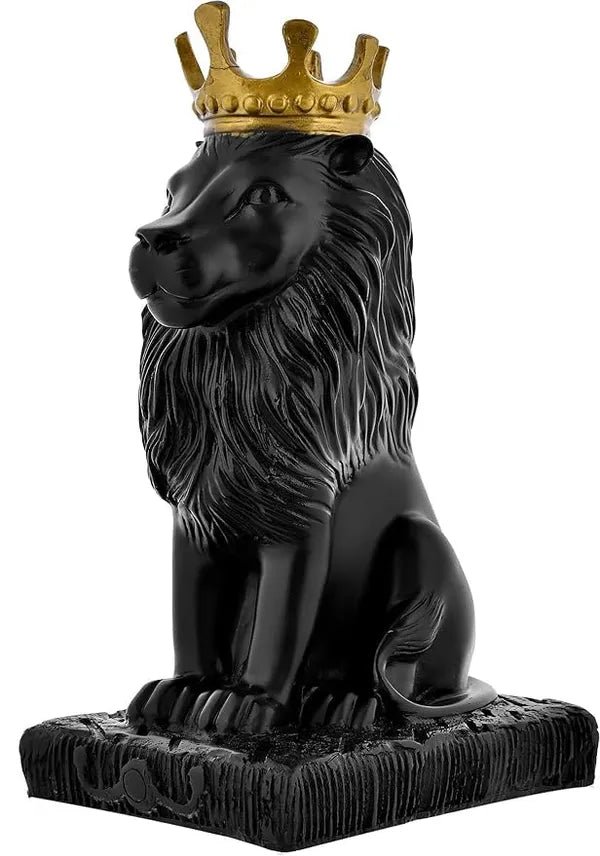 Craftivoa Majestic Royal Black Lion Statue With Crown Premium Home Decor Figurine For Luxurious Display
