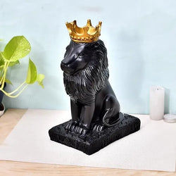 Craftivoa Majestic Royal Black Lion Statue With Crown Premium Home Decor Figurine For Luxurious Display - View 2
