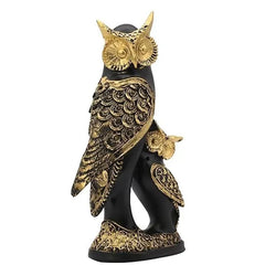 Craftivoa Owl Family Statue Black And Gold Finish Handmade Animal Figurines For Home Decor Resin Showpiece For Living Room - View 1
