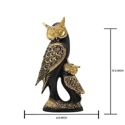 Craftivoa Owl Family Statue Black And Gold Finish Handmade Animal Figurines For Home Decor Resin Showpiece For Living Room - View 3