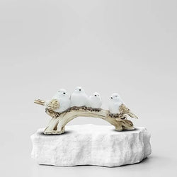 Craftivoa Polyresin Decorative 4 White Bird Sitting On Tree Branch Figurine Handmade Indian Handicraft Decor For Home Living Room Table Accent - View 2