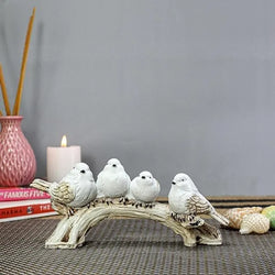 Craftivoa Polyresin Decorative 4 White Bird Sitting On Tree Branch Figurine Handmade Indian Handicraft Decor For Home Living Room Table Accent - View 4