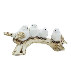 Craftivoa Polyresin Decorative 4 White Bird Sitting On Tree Branch Figurine Handmade Indian Handicraft Decor For Home Living Room Table Accent - View 3