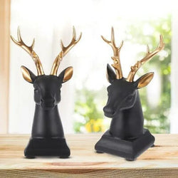 Resin Modern Art Black Reindeer Deer Decorative Figurine - View 3
