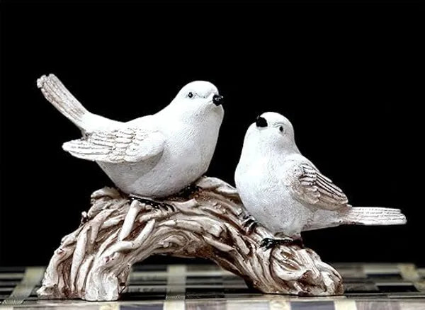 Craftivoa Elegant White Bird Pair Statue Decorative Bird Animal Showpiece For Home Decor Gifts White