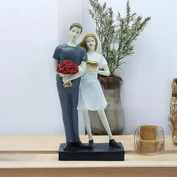 Resin Romantic Couple With Roses Heart Decorative Figurine - View 4