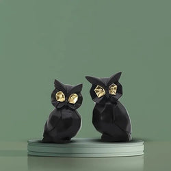Craftivoa Black Owl Showpiece Set Of 2 Handcrafted Figurines With Golden Eyes Home Decor For Living Room Study Table Bedroom - View 3